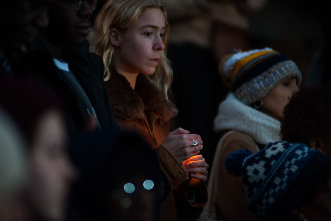 Hundreds of people gather in Morningside Park for a vigil in memory of Tessa Majors, the Barnard student killed in the park on December 11, 2019.
